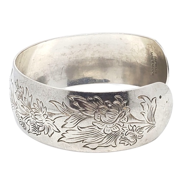 S. Kirk & Son Sterling Silver Chrysanthemum Cuff Bracelet #21555 - Picture 3 of 10